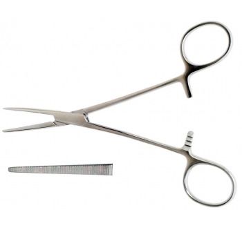 Затискач кровозупинний Кріль, зубчастий, прямий, 160 мм, №1 RAJ IMPEX 06-22